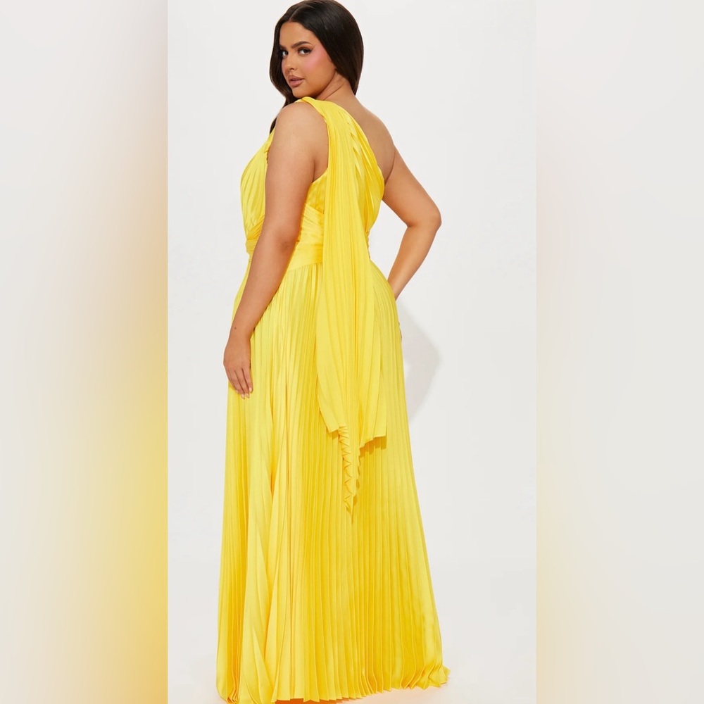 Fashion Nova Vibrant Yellow One-Shoulder Dress
